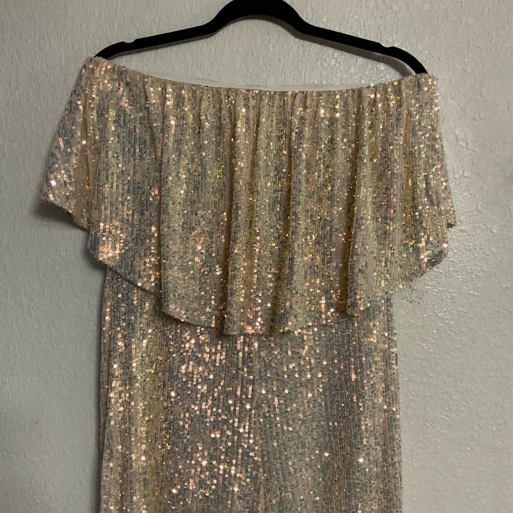 Banjul Shimmering Gold Strapless Jumpsuit - Picture 3 of 7